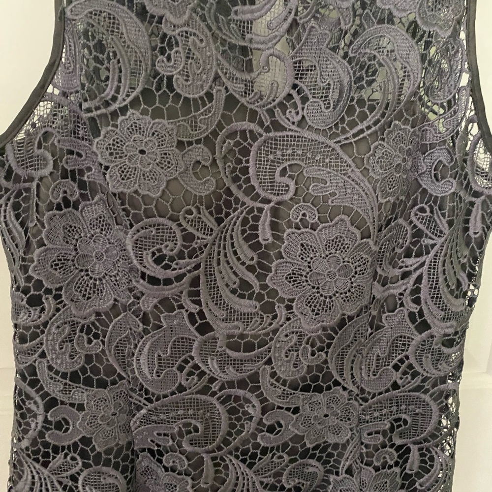 Women’s Adrianna Papell dress.  Gray lace all over dress.  Size 8.